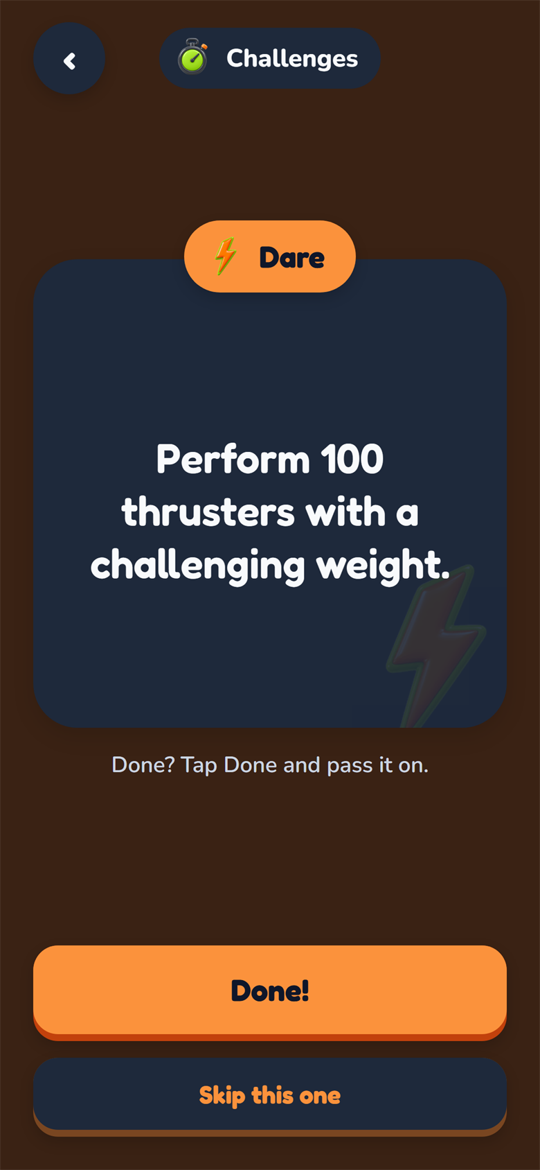Fitness edition: a Dare card